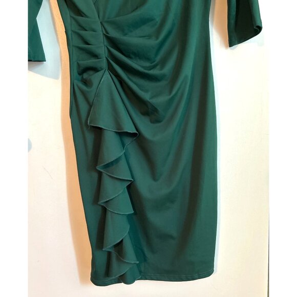 Women Green 3/4 Sleeve Midi Dress Size L - Picture 3 of 6